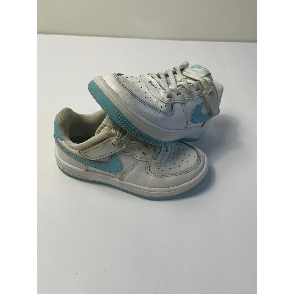 Nike Air Force 1 Low Toddler White Light Blue Sneakers CU0591-103